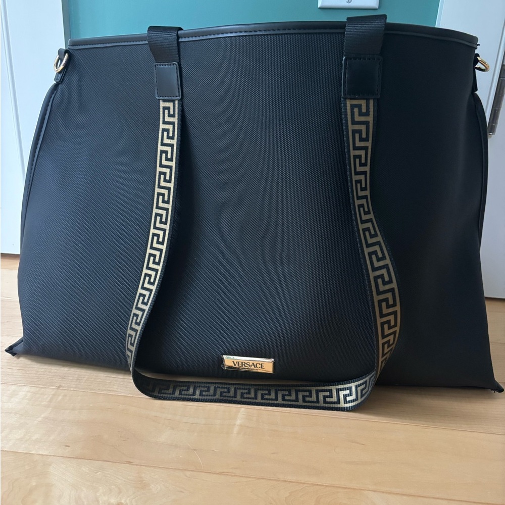 Versace Black Tote with Gold Accents